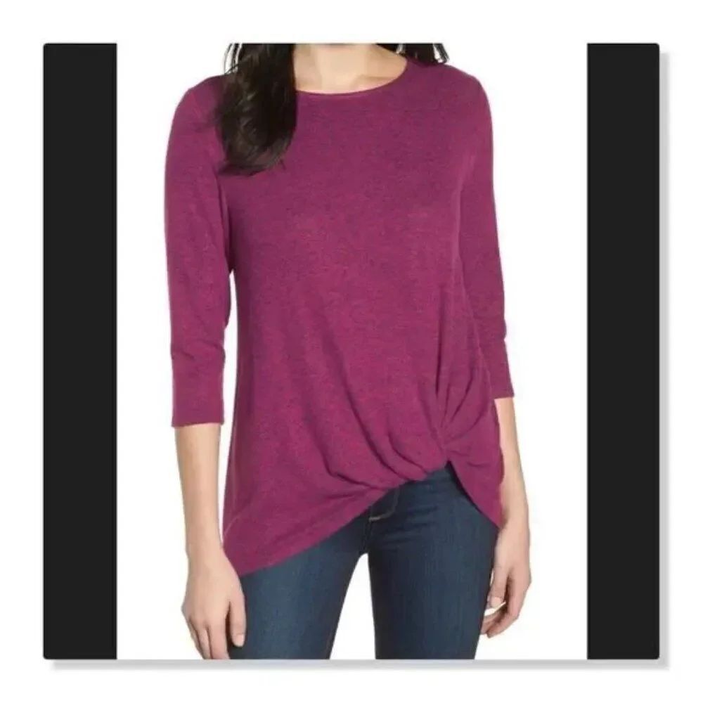 ✨ GIBSON ✨ Cozy Twist Front Pullover - [XS, Purple Vintner]